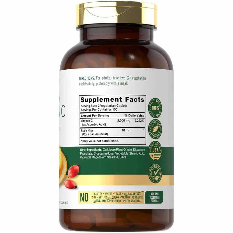 Vitamina C 1000 mg con Rosa Mosqueta  - 300 Cápsulas Vegetarianas - Puro Estado Fisico