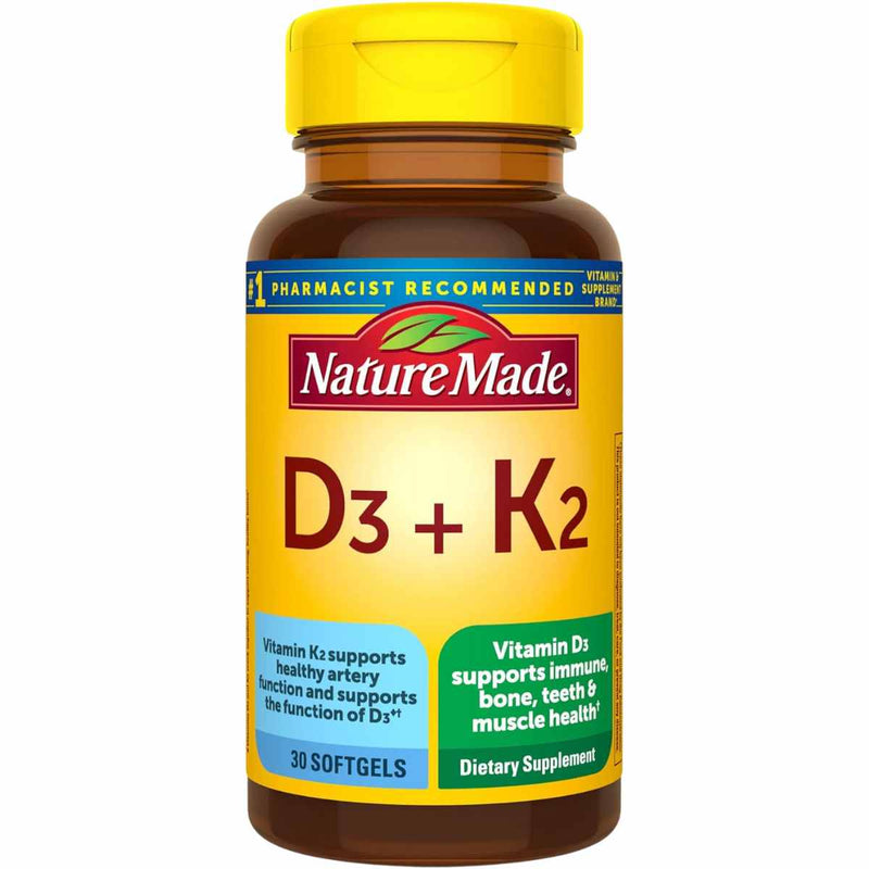 30 Cápsulas Blandas de Vitamina D3 + K2: Fortalece tus huesos y apoya tu sistema inmunológico de manera efectiva y conveniente.