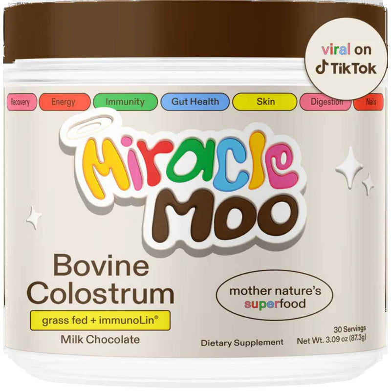 Miracle Moo  Calostro Bovino en Polvo - Sabor Chocolate - 87,3 g - Puro Estado Físico