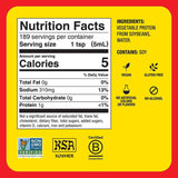 Tabla nutricional del condimento Bragg Aminoácidos Líquidos 32oz