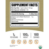 Tabla nutricional del suplemento BulkSupplements.com Melena de León Orgánica 100g polvo