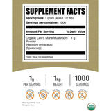 Tabla nutricional del suplemento BulkSupplements.com Melena de León Orgánica 1kg polvo