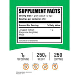 Tabla nutricional del suplemento BulkSupplements.com Tongkat Ali 1g Polvo 250g