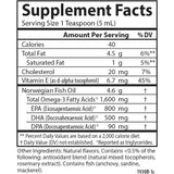 Tabla nutricional del suplemento Carlson Aceite de Pescado Noruego 1600 mg sabor Mezcla de Bayas 200 mL