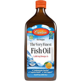 Frasco de suplemento Carlson Aceite de Pescado Noruego 1600 mg sabor Naranja 500 mL