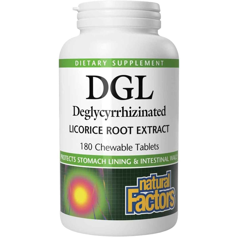 Frasco de suplemento DGL Extracto de Raíz de Regaliz Desglicirrizinado 180 tabletas masticables