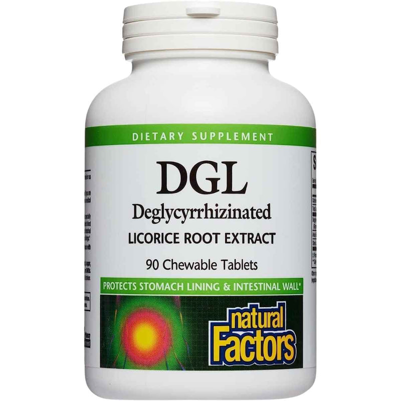 Frasco de suplemento DGL Extracto de Raíz de Regaliz Desglicirrizinado 90 tabletas masticables