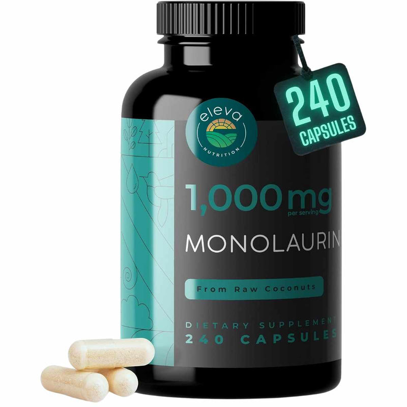 Eleva Nutrition Monolaurin 1000 mg - Suplemento vegano en cápsulas - 240 unidades