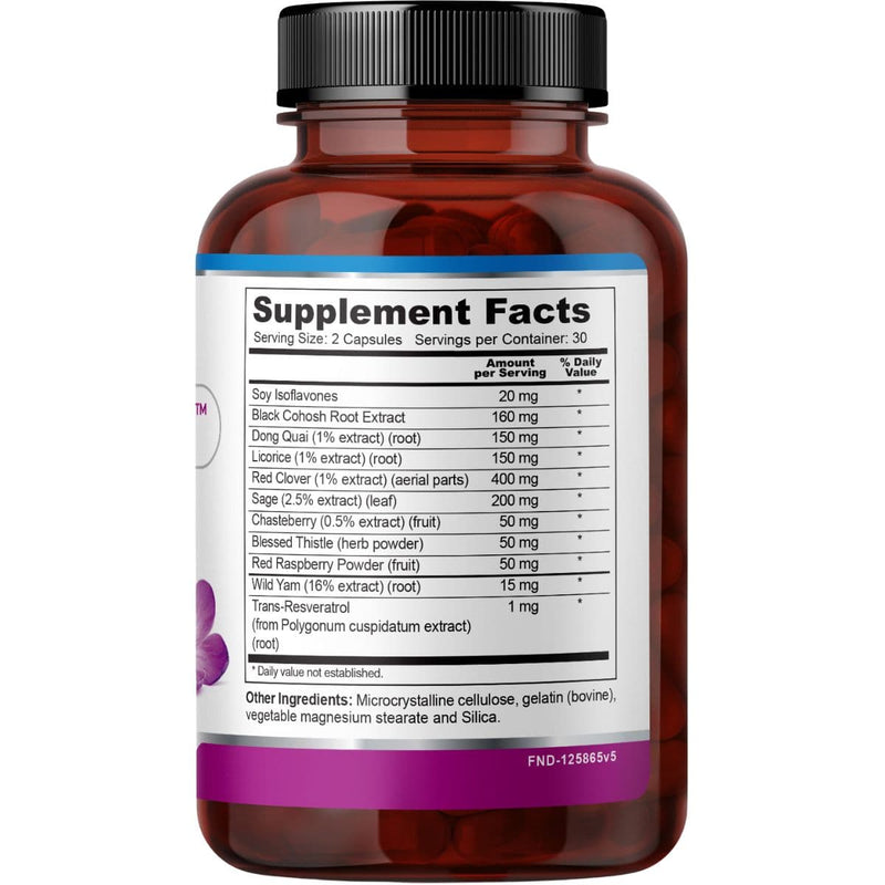 Tabla nutricional del suplemento FineLand Menofem Soporte Hormonal 60 cápsulas