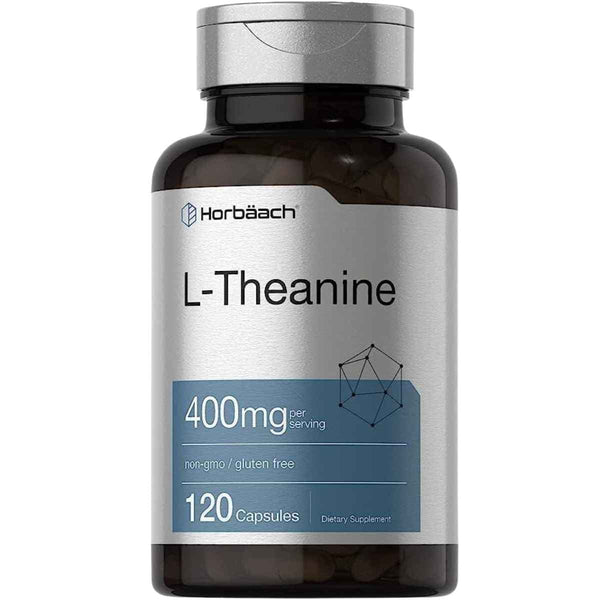 Frasco de suplemento Horbäach L-Teanina 400 mg 120 Cápsulas