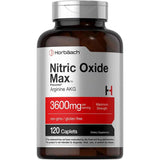 Frasco de suplemento Horbäach Óxido Nítrico Max (Arginina AAKG) (3600 mg - 120 Tabletas)