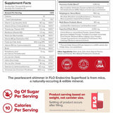 Información nutricional de FLO Superalimento Endocrino - 25 porciones de 5 g, composición clave.