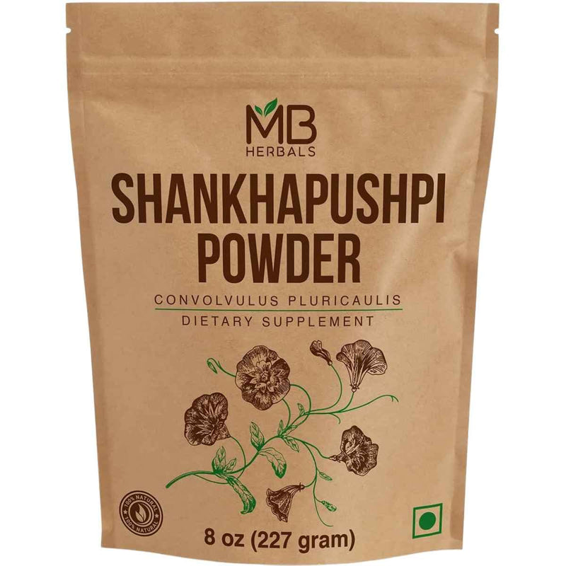 Empaque del suplemento MB Herbals Shankhpushpi 227 g Polvo