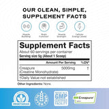 Tabla nutricional del suplemento Muscle Feast Monohidrato de Creatina 300g