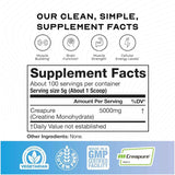 Tabla nutricional del suplemento Muscle Feast Monohidrato de Creatina 500g