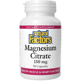 Frasco de suplemento Natural Factors Citrato de Magnesio 90 cápsulas