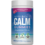 Frasco de suplemento Natural Vitality Calm Citrato de Magnesio sabor Frambuesa-Limón 60 gomitas