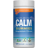 Frasco de suplemento Natural Vitality Calm Citrato de Magnesio sabor Naranja 120 gomitas