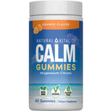 Frasco de suplemento Natural Vitality Calm Citrato de Magnesio sabor Naranja 60 gomitas