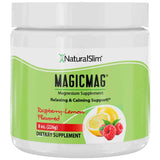 Frasco de suplemento NaturalSlim MagicMag Mezcla de Magnesio 450 mg 226 g sabor frambuesa y limón