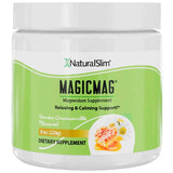 Frasco de suplemento NaturalSlim MagicMag Mezcla de Magnesio 450 mg 226 g sabor manzanilla y miel