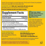 Tabla nutricional del suplemento Nature Made Cúrcuma 500 mg 60 cápsulas