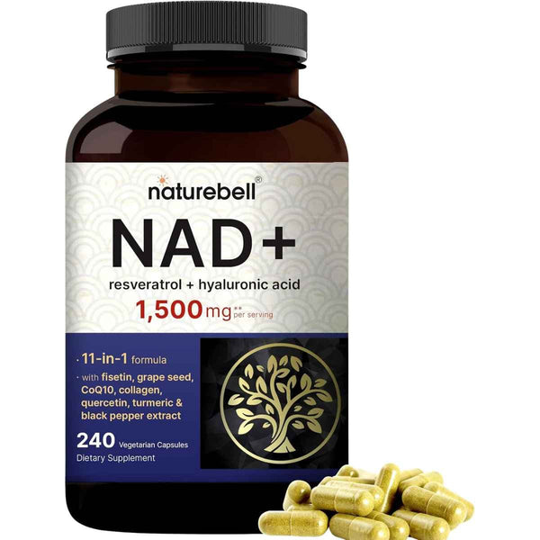 Frasco de suplemento Naturebell NAD+ Advanced Complex 1500 mg - 240 Cápsulas