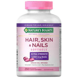 Frasco de suplemento Nature's Bounty Cabello, Piel y Uñas Extra Fuerte 250 cápsulas blandas