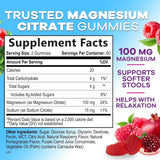 Tabla nutricional del suplemento Nature's Nutrition Citrato de Magnesio Sabor Frambuesa 100 mg 120 gomitas