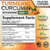Tabla nutricional del suplemento Nature's Nutrition Cúrcuma y Curcumina con Bioperina 2600 mg 180 cápsulas