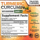 Tabla nutricional del suplemento Nature's Nutrition Cúrcuma y Curcumina con Bioperina 2600 mg 60 cápsulas