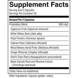 Tabla nutricional del suplemento Nature's Sunshine Nerve Eight 100 cápsulas