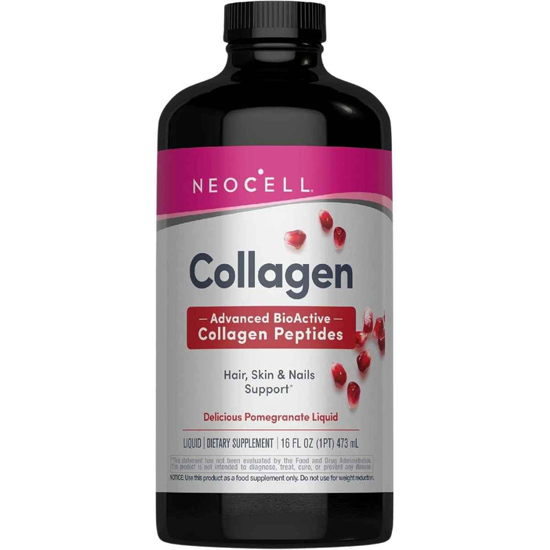 Frasco de suplemento NeoCell Colágeno Líquido Sabor Granada 473 mL