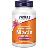 Frasco de suplemento Now Foods Niacina Flush-Free 90 cápsulas vegetales