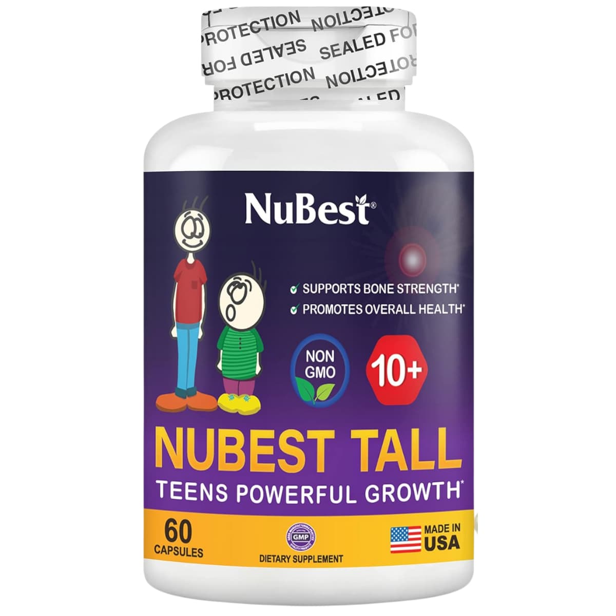 Frasco de suplemento NuBest Tall 10+ 60 Cápsulas