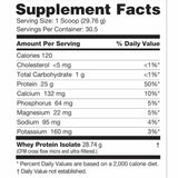 Información nutricional de NutraBio Aislado de proteína de suero de leche. Ingredientes de alta calidad.