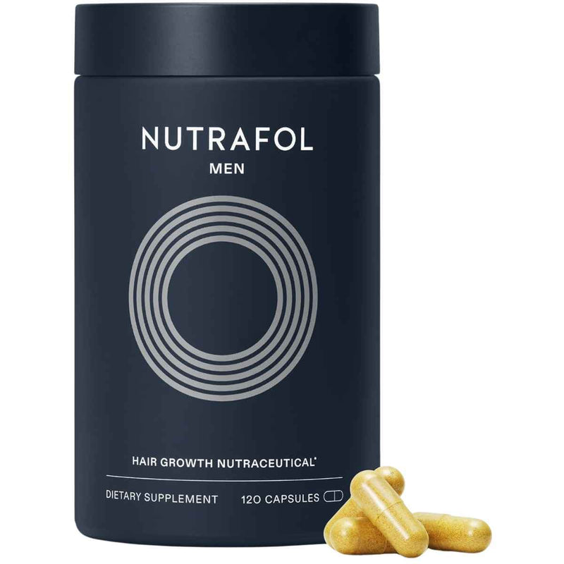Frasco de suplemento Nutrafol Nutracéutico Capilar para Hombre 120 cápsulas