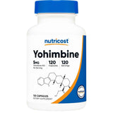 Frasco de suplemento Nutricost Yohimbine HCl 5 mg 120 cápsulas