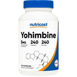 Frasco de suplemento Nutricost Yohimbine HCl 5 mg 240 cápsulas