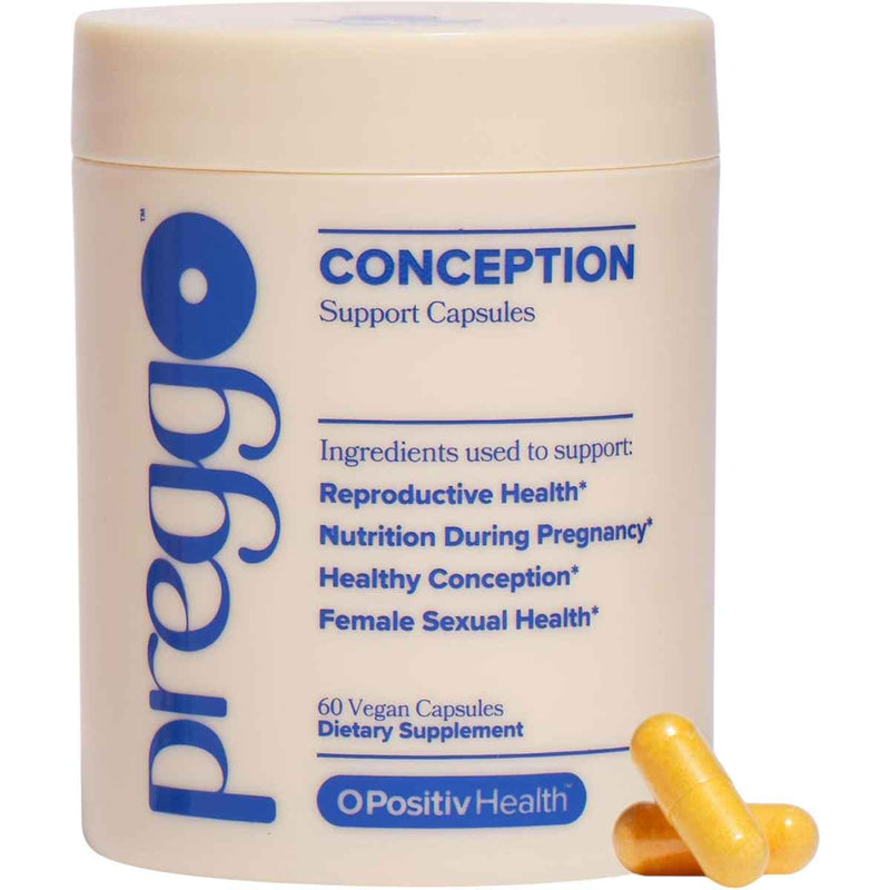 Frasco de suplemento O Positiv Health Preggo Apoyo a la Concepción 60 Cápsulas