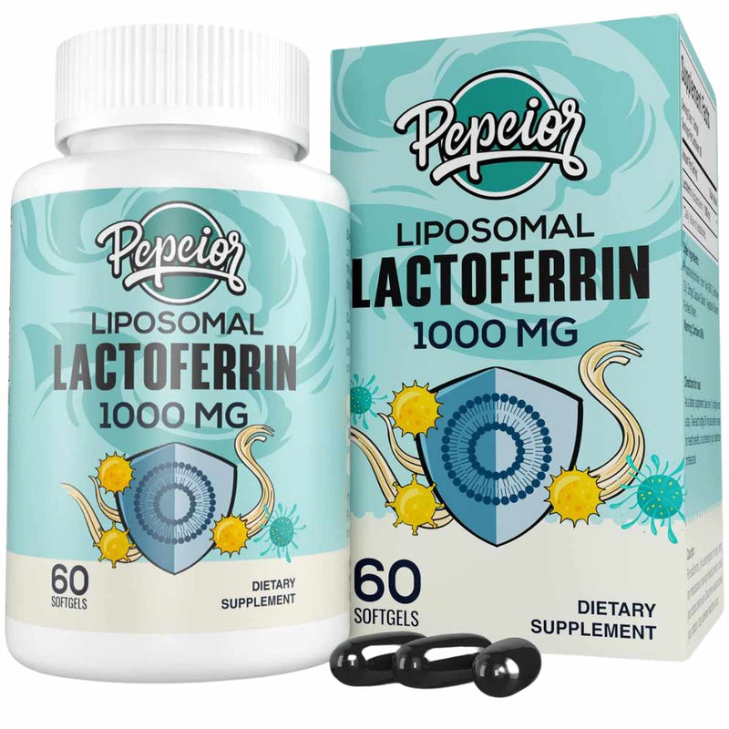 Pepeior Lactoferrina Bovina Liposomal 1000 mg - 60 Cápsulas Blandas para Bienestar Diario