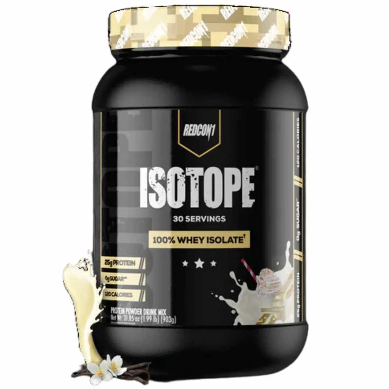 Redcon1 Isotope proteina aislada de suero - Sabor Vainilla - 903 g - 30 Servicios - Puro Estado Físico
