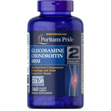 Frasco de suplemento Puritan's Pride Glucosamina Condroitina MSM 360 tabletas
