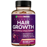 Frasco de suplemento Rainbow Nutrients Fórmula Avanzada para el Cabello con Biotina y Colágeno 120 Cápsulas