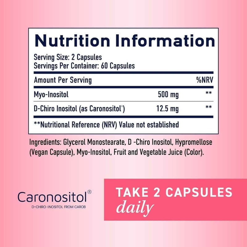 Tabla nutricional del suplemento SMNutrition Myo & D-Chiro Inositol 120 cápsulas