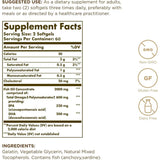 Tabla nutricional del suplemento Solgar Concentrado de Aceite de Pescado Omega-3 120 cápsulas blandas