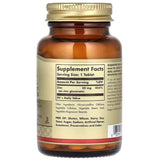 Tabla nutricional del suplemento Solgar Gluconato de Zinc 100 tabletas