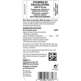 Tabla nutricional del suplemento Solgar Vitamina D3 2200 UI 100 cápsulas vegetales