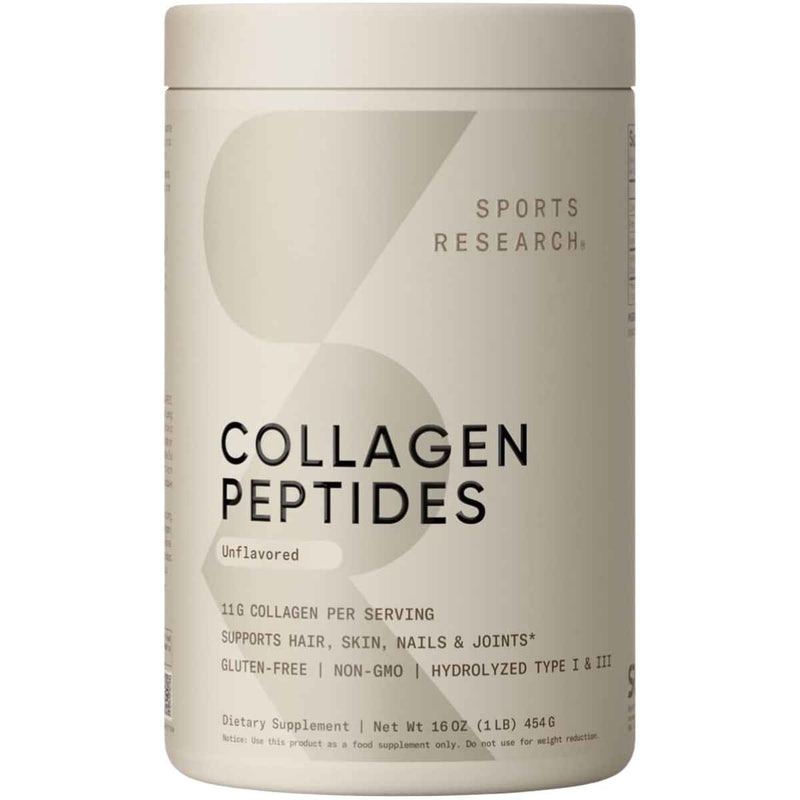 Frasco de suplemento Sports Research Péptidos de Colágeno Hidrolizado Bovino 1 lb (454 g)