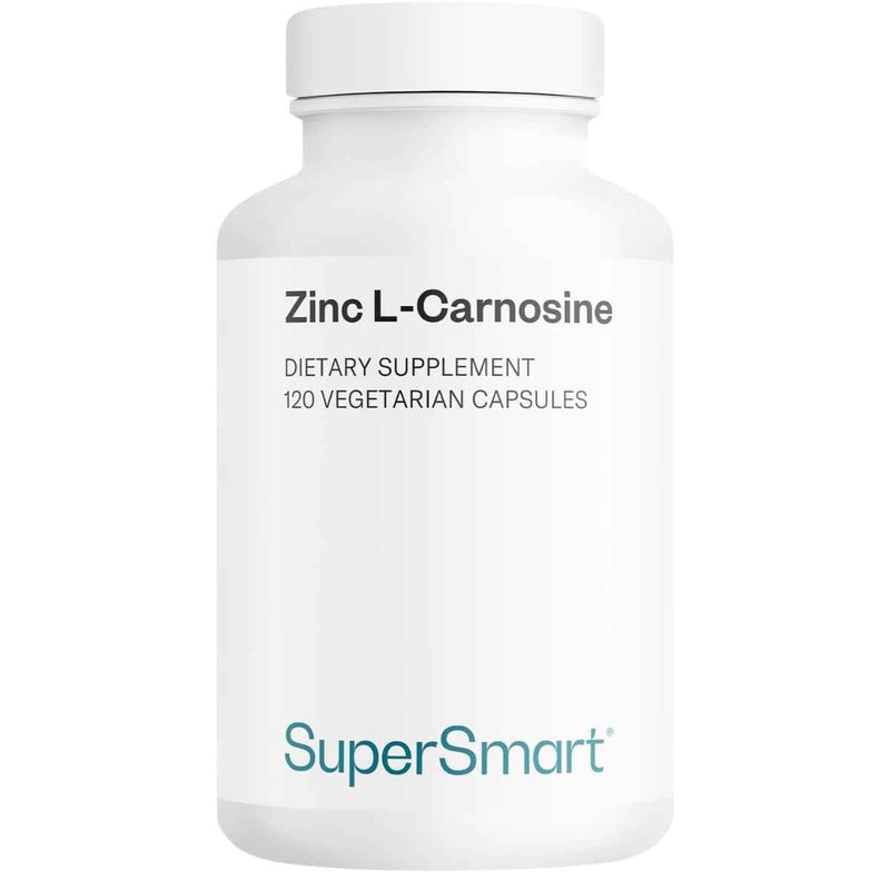 Frasco de suplemento SuperSmart Zinc L-Carnosine 75 mg 120 cápsulas